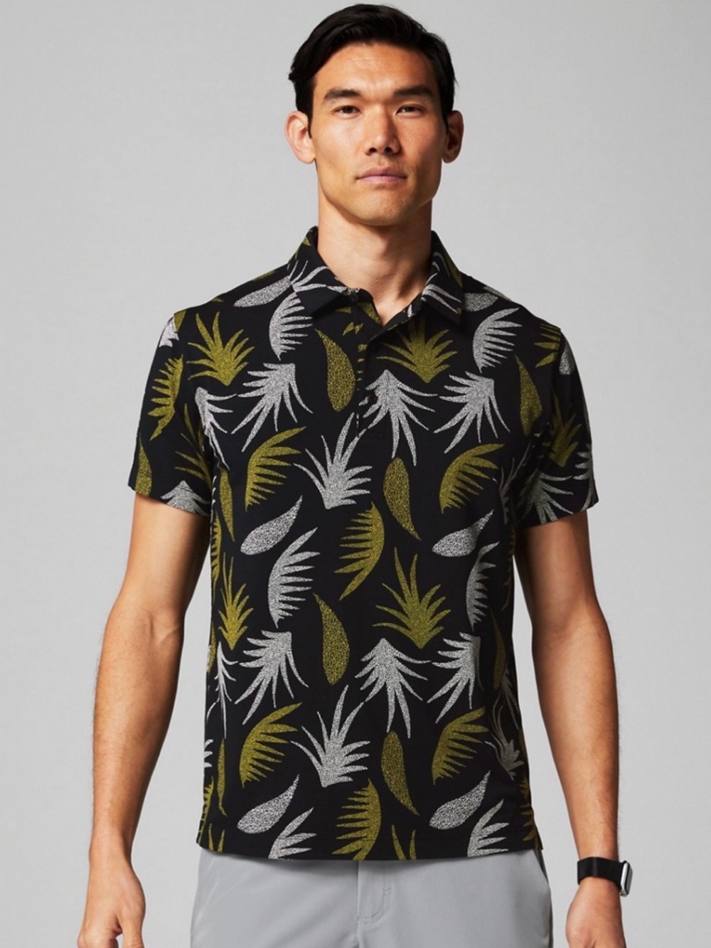 Fabletics The 24-7 Polo Black Multi Can’t Jump Hawaiian Polo Shirt Men’s Size 3X